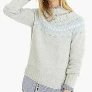 J. Crew Jeweled Embellished Fair Isle Crewneck Lambswool Merino Sweater Size M